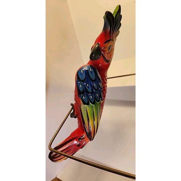 Vtg Talavera Parrot Colorful Ceramic Bird Figurine Hanging Perch Mexico - Picture 2 of 15